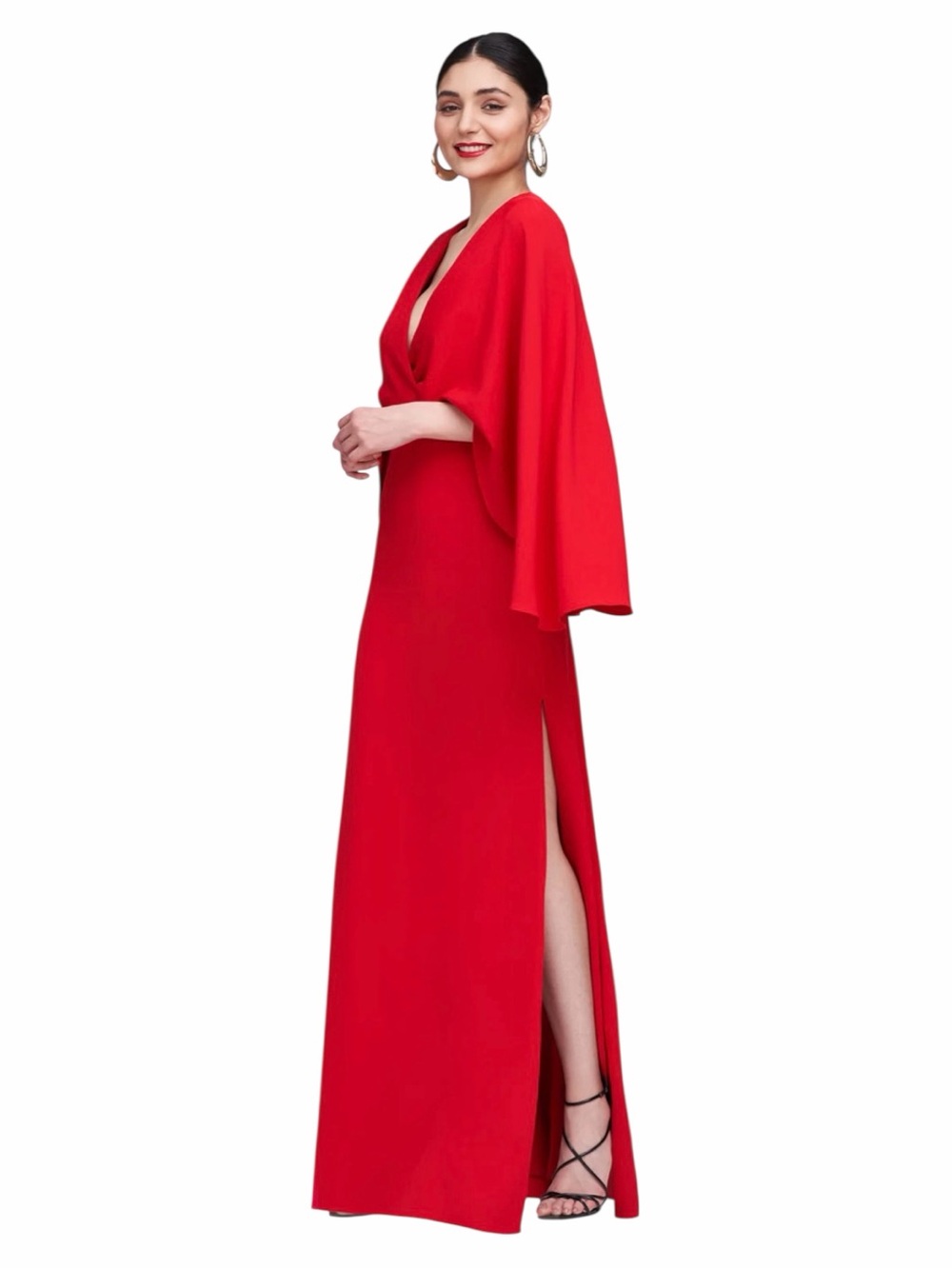 NWT: Halston OLAYA GOWN IN FLUID CREPE, Red, Size 0 - Picture 3 of 11